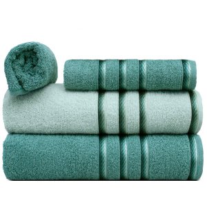 Jogo de Toalha de Banho 4 Peças 100% Algodão Classic Appel Verde Inglês/verde Ice