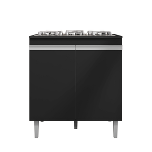 Balcão Armário de Cozinha Multiuso para Cooktop com Tampo 4 ou 5 Bocas Andréia Preto- Mabe Magazine