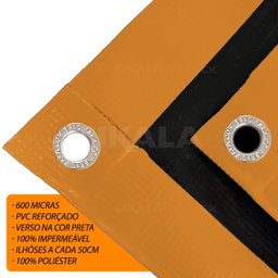Lona CK600 3,5x2,5m Laranja em Pvc Com Ilhós em Latão Para Caminhão e Transporte de Carga 650gr/ - 3