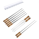 Ver imagem 1 de Kit / Conj. Suporte + 5 Espetos Simples + 2 Espetos Duplo + 2 Espetos P/coração Cabo Madeira 80 Cm D
