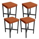 Ver imagem 1 de Kit 04 Banquetas Baixa Bar Cozinha Sala de Jantar Preto Stella L02 Tecido Terracota - Lyam Decor