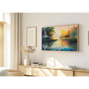 Ver imagem 1 de Quadro Decorativo N°230 105x60cm - Panorâmico Abstrata - Manhã no Lago - Madeira Clara - Rollflex