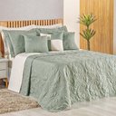 Ver imagem 1 de Cobre Leito King Melody Dupla Face Bordado 180 Fios 5 Peças - Verde Malva