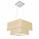 Ver imagem 1 de Lustre Pendente Duplo Quadrado Vivare Md-4157 Cúpula em Tecido 40x35cm - Bivolt - Rustico Bege - Biv