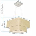 Ver imagem 2 de Lustre Pendente Duplo Quadrado Vivare Md-4157 Cúpula em Tecido 40x35cm - Bivolt - Rustico Bege - Biv