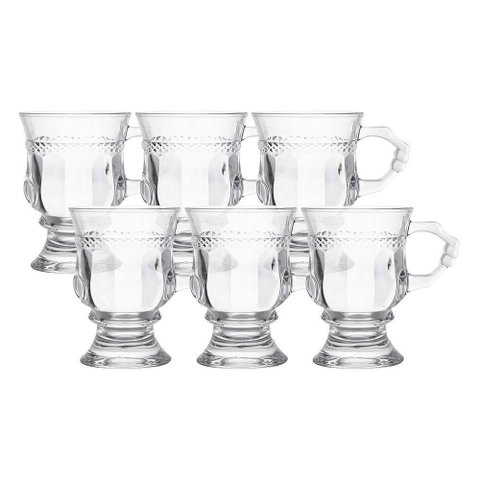 Jogo 6 Caneca de Café 117ml Hanover Vidro Cristalino Transparente Xícara em Casa Tem