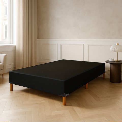 Base Cama Box Casal 39x138cm com 6 Pés Preto