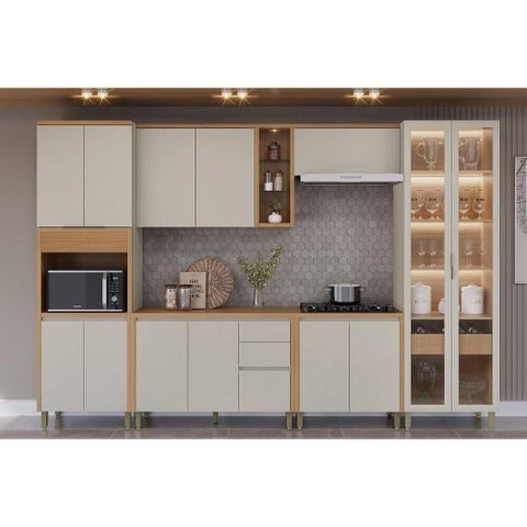 Cozinha Modulada Completa Allure 6 Peças (2aéreos+2balcões+1cristaleira+1paneleiro) Cp07