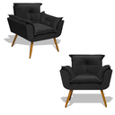 Ver imagem 1 de Kit 2 Poltronas Decorativa para Sala de Estar Opala Suede - Ssx Multicoisas - Preto