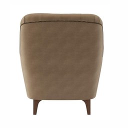 02 Poltronas Decorativas em Veludo Bege com Tachas e Pés de Madeira Maciça Shaula Harmônica Mó - 4