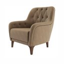 Ver imagem 6 de 02 Poltronas Decorativas em Veludo Bege com Tachas e Pés de Madeira Maciça Shaula Harmônica Mó