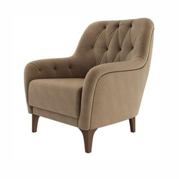 02 Poltronas Decorativas em Veludo Bege com Tachas e Pés de Madeira Maciça Shaula Harmônica Mó - 5