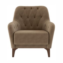 02 Poltronas Decorativas em Veludo Bege com Tachas e Pés de Madeira Maciça Shaula Harmônica Mó - 3