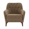 02 Poltronas Decorativas em Veludo Bege com Tachas e Pés de Madeira Maciça Shaula Harmônica Mó - 3