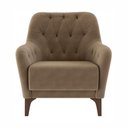 Ver imagem 3 de 02 Poltronas Decorativas em Veludo Bege com Tachas e Pés de Madeira Maciça Shaula Harmônica Mó