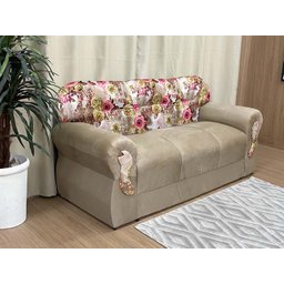 Sofá 2 e 3 Lugares Bege com Floral 607/66 Viena - 3