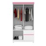 Guarda Roupa 4 Portas Com Pés Lótus Branco Rosa Flex 42060 - 6