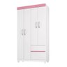 Guarda Roupa 4 Portas Com Pés Lótus Branco Rosa Flex 42060 - 1