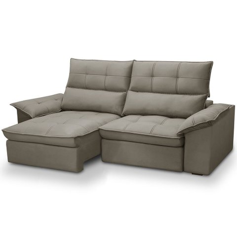 Sofá 3 Lugares Retrátil Reclinável para Sala 230cm Giotto F04 Veludo Marrom Claro - Lyam Decor