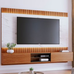 Estante para TV Até 75 Polegadas Búzios 2 Portas 1 Prateleira Noce Milano/Preto Fosco/Calacatta - Co - 1