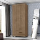 Ver imagem 1 de Guarda Roupa Solteiro Selene 3 Portas 2 Gavetas MDP Carvalho Oak Leão Móveis