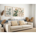 Ver imagem 3 de Kit 3 Quadros Folhagem Costela de Adão Botânico com Moldura:castanho