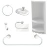 Suporte de Canto Cantoneira Porta Shampoo Branco + Kit para Banheiro Redondo 5 Pçs Branco - 1