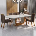 Ver imagem 1 de Sala de Jantar 196x90 Mdf/vidro 6 Cadeiras Mel Bom Pastor