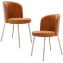 Ver imagem 1 de Kit 2 Cadeiras Sala de Jantar Estofada Gavi Arena L02 Couríssimo Canela - Lyam Decor