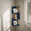 Ver imagem 1 de Prateleira de Canto Lyra 3 Nichos Decorativos Azul para Sala Quarto Livros