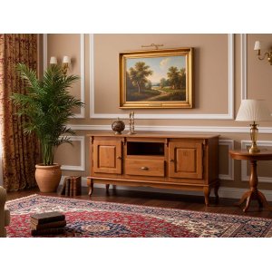 Rack Hanover 2 Portas Madeira 1 Gaveta Pés Luis Xv 75 X 150 X 40 (a X L X P)