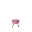 Ver imagem 3 de Kit 2 Poltronas Decorativa Aurora + 1 Puff Redondo Suede Rosa Pés Madeira Ms Decor