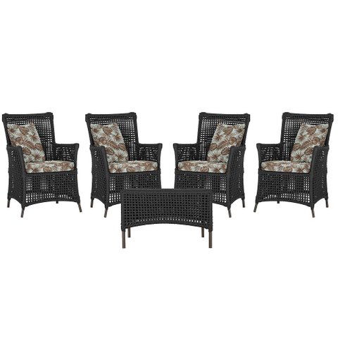 4 Poltronas e 1 Mesa Igapó em Alumínio Pintura Marrom Corda Náutica Estofado 6