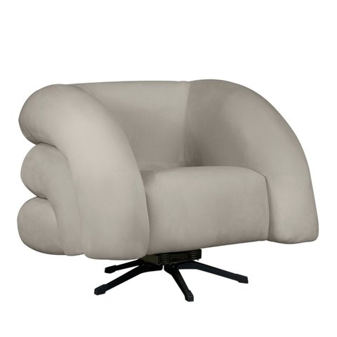 Poltrona Decorativa Micheli Base Giratória e Balanço Veludo Cor:marfim