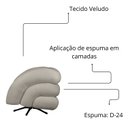 Ver imagem 5 de Poltrona Decorativa Micheli Base Giratória e Balanço Veludo Cor:marfim