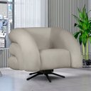 Ver imagem 7 de Poltrona Decorativa Micheli Base Giratória e Balanço Veludo Cor:marfim