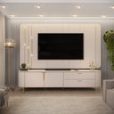 Ver imagem 1 de Bancada e Painel para Tv 75" Celine Off White Dj Móveis