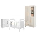 Ver imagem 1 de Guarda Roupa Flocos com Cômoda Life Berço Americano Soninho Branco Acetinado - Tigus