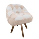 Ver imagem 2 de Poltrona Paloma Escritório Sala Giratória Madeira Suede Bege Rosado e Suede Branco - Dominic Decor