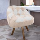 Ver imagem 1 de Poltrona Paloma Escritório Sala Giratória Madeira Suede Bege Rosado e Suede Branco - Dominic Decor