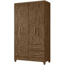 Ver imagem 1 de Guarda Roupa Solteiro Chile 4p 103 Cm Castanho Wood Moval