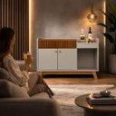 Ver imagem 4 de Aparador Buffet Bar 0,87 x 1,33 com 2 Portas 1 Gaveta Lucca Freijo Off White