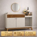 Ver imagem 5 de Aparador Buffet Bar 0,87 x 1,33 com 2 Portas 1 Gaveta Lucca Freijo Off White