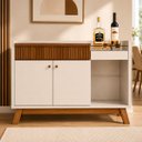 Ver imagem 1 de Aparador Buffet Bar 0,87 x 1,33 com 2 Portas 1 Gaveta Lucca Freijo Off White