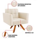Ver imagem 3 de Poltrona Sala Decorativa Elisa Base Giratória Castanho Mm30 Sintético Pu Bege D03 - D’Rossi