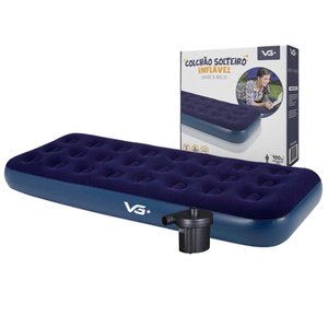 Colchão Solteiro Inflável + Bomba de Ar Elétrica 110v Vg Plus
