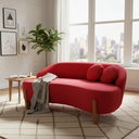Ver imagem 2 de Namoradeira Sofá Feijão Moscou 130cm Orgânica Suede Vermelho