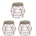 Ver imagem 1 de Kit 3 Puffs Decorativos Aramado Vanessa-Suede Bege