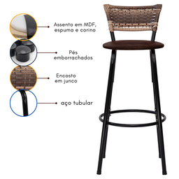 Kit 2 Bancos para Bancada Banqueta Alta Cappuccino Balcão Cozinha Bistrô Área Gourmet Churrasqueira - 5