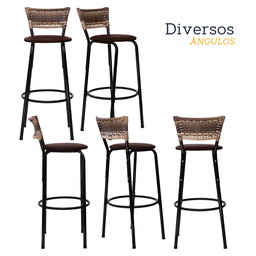 Kit 2 Bancos para Bancada Banqueta Alta Cappuccino Balcão Cozinha Bistrô Área Gourmet Churrasqueira - 4